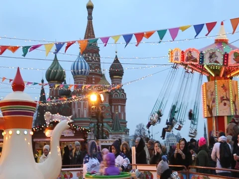 New year celebration fair Red Square Moscow Russia Jan 2018 Stock Footage 85109602