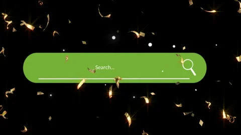 New Year celebration search bar with falling gold confetti on a black background Vídeo Stock 346372841