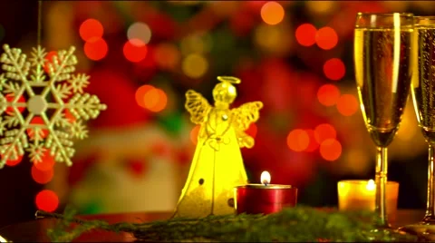 New Year Celebration. with Two Champagne Glasses Stock Footage 56451844