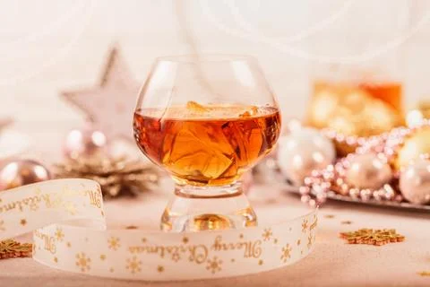 New Year, Christmas and winter holidays whiskey mood concept Stock Photos