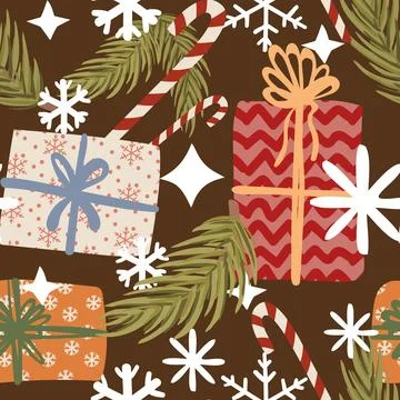 New year christmas pattern. Vector template with cute elements for design イラスト素材