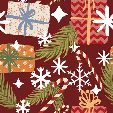 New year christmas pattern. Vector template with cute elements for design イラスト素材