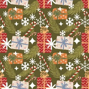 New year christmas pattern. Vector template with cute elements for design イラスト素材