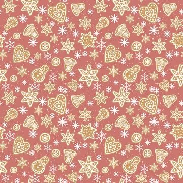 New year christmas pattern. Vector template with cute elements for design Stock Illustration