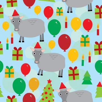 New year, christmas seamless pattern on a blue background. イラスト素材