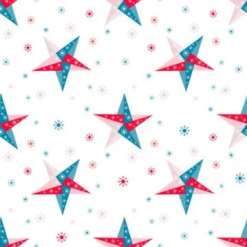 New year Christmas seamless pattern star origami Stock Illustration