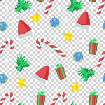 New year Christmas seamless pattern transparent Stock Illustration