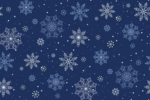 New Year Christmas seamless pattern with snowflakes falling snow boundless Stock Illustration