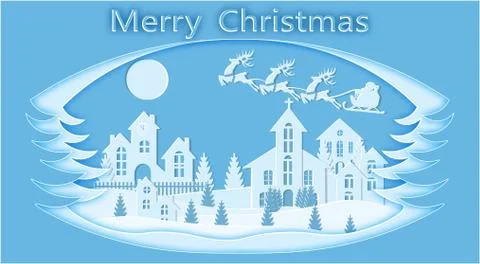 New Year. Christmas. Stylized framework. An image of Santa Claus and deer lan Stock Illustration