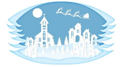 New Year. Christmas. Stylized framework. An image of Santa Claus and deer lan Stock Illustration