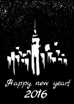 New Year in city Stock Illustration