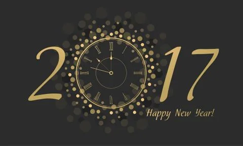 New Year Clock 2017 Stock Illustration