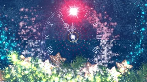 New Year Clock and Fireworks, New Year Stock Footage 80582946