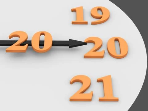 New year. Clock with arrow on 2020 Stock Illustration