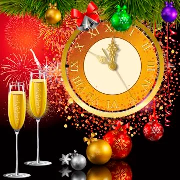New year clock Stock Illustration