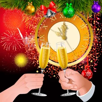 New year clock Stock Illustration