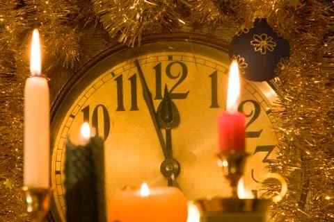 New year clock Stock Photos