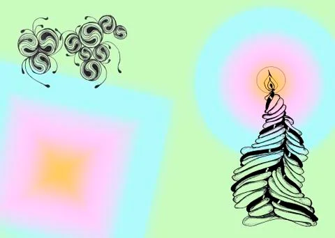 New Year composition in doodle style Stock Illustration