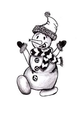 New Year composition in doodle style.Doodles Christmas elements. Monochrome Illustrazione stock