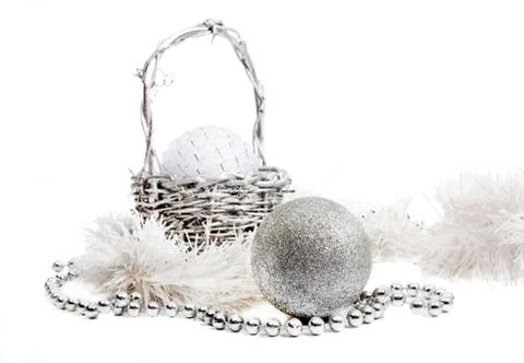 New year composition in white and silver Stock Photos