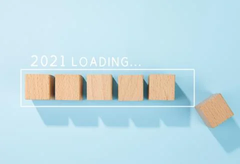 New year concept - 2021 loading on a blue background Foto stock