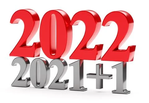 New year concept. 2021 plus 1 and 2022 isolated on white Illustrazione stock