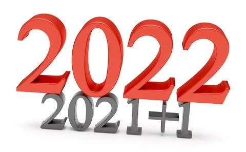 New year concept. 2021 plus 1 and 2022 isolated on white Stock Illustration