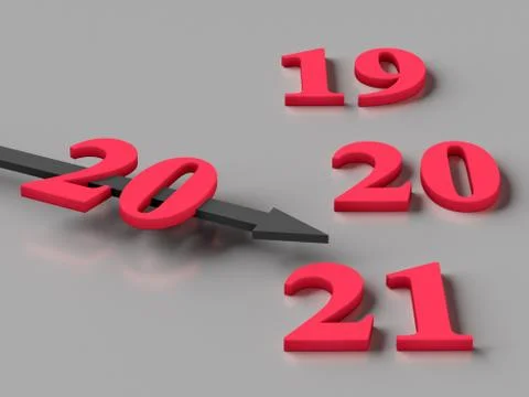 New year concept. The arrow points to the figure 2021 Stock Illustration