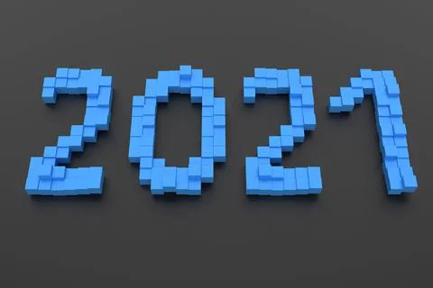 New year concept. Blue number 2021 on dark background Stock Illustration
