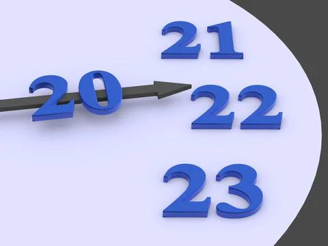 New year concept. The clock arrow points to the figure 2022 Stock Illustration