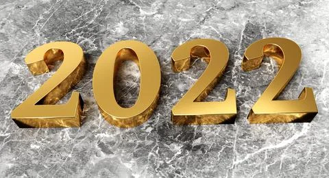 New year concept. Golden number 2022 on marble background Stock Illustration