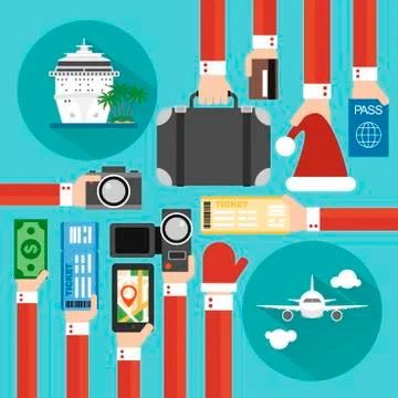New Year Concept modern time to travel flat design Stock Illustration