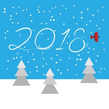 New Year concept - plane left a trace in the form of numbers 2018 Stock Illustration