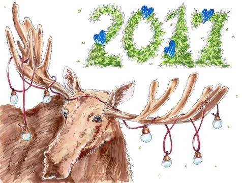 New year congratulation card Illustrazione stock