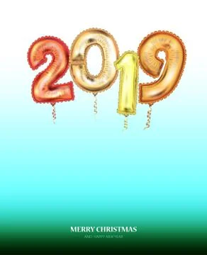 New Year Count Symbol Balloon Soft Nature Greeting Card Stock Illustration