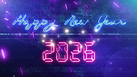 New Year Countdown 2026 Neon V7 Stock Footage 314569276