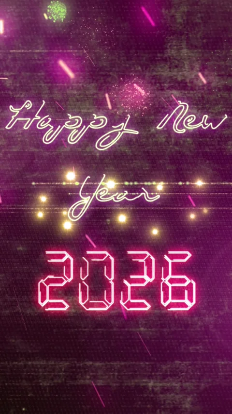 New Year Countdown 2026 Neon V9 Stock Footage 316156165