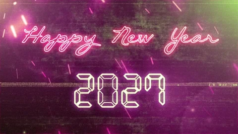 New Year Countdown 2027 Neon V12 Stock Footage 339438353