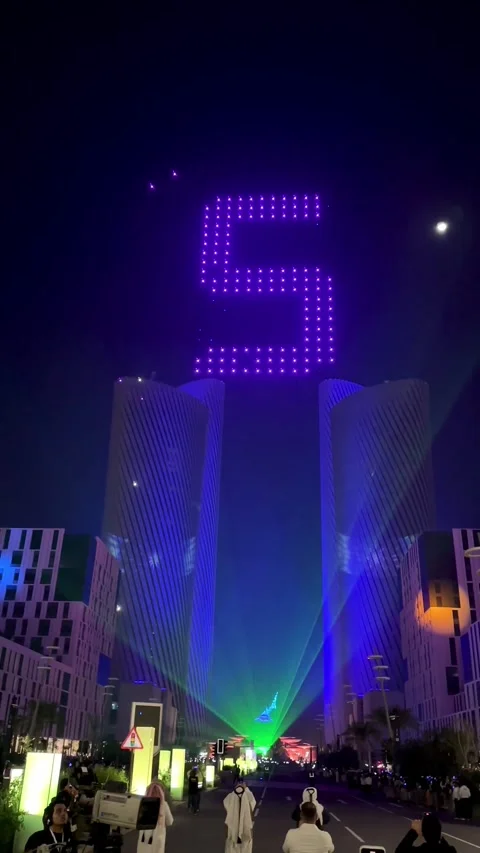 New Year countdown celebration , Doha, Qatar  - December 31, 2025 Stock Footage 325902516