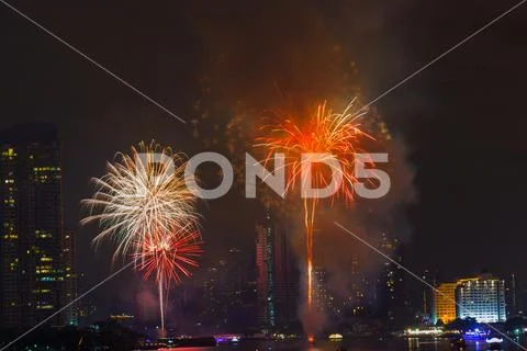 New Year Countdown Fireworks 2018 Stock Photos