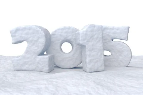 New year date 2015 made of snow Illustrazione stock