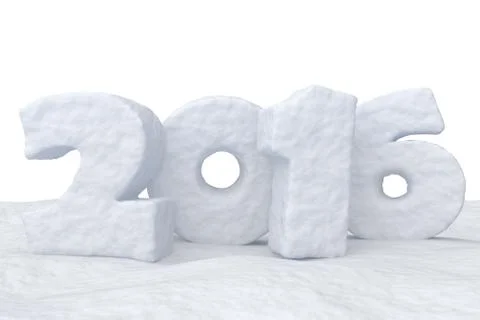 New Year Date 2016 made of snow on snow surface Stock Illustration