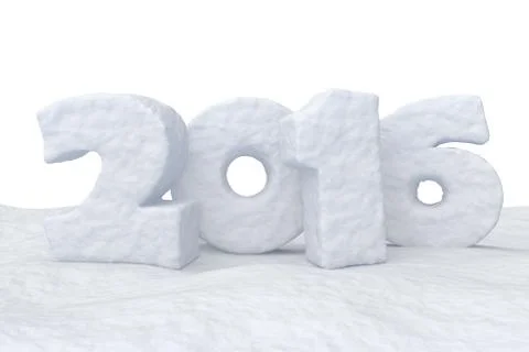 New Year Date 2016 made of snow on snow surface Stock Illustration