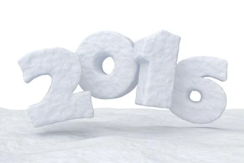 New Year Date 2016 made of snow on snow surface Illustrazione stock