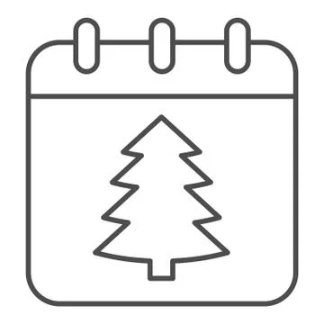 New Year Date thin line icon, Christmas concept, winter holiday Calendar sign on Stock Illustration