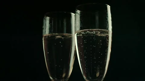 New year decor and two champagne flutes for  celebration Stock Footage 56637691