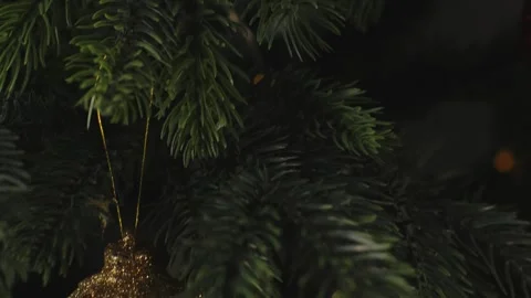 New Year decorations and decorations on the background of the Christmas tree Stock Footage 293427977