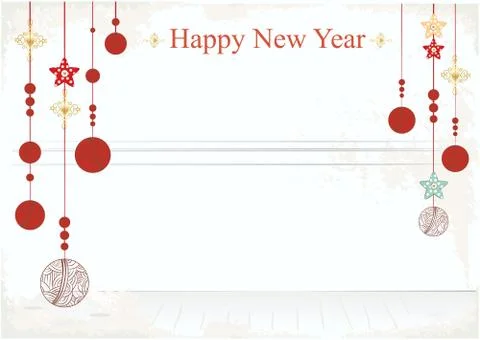 New year decorations on a card design Stock Illustration
