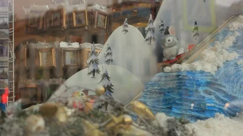 New Year decorations of shop window Stock Footage 65215654
