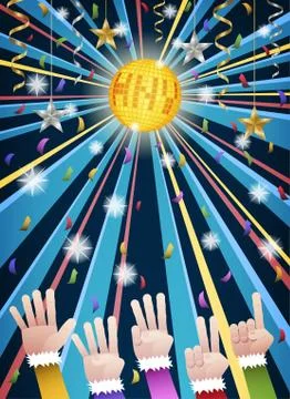 New year disco party countdown hands Stock Illustration